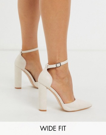 Public Desire Wide Fit Sofia Heeled Bijele - Ženske Cipele | 75062GAVB